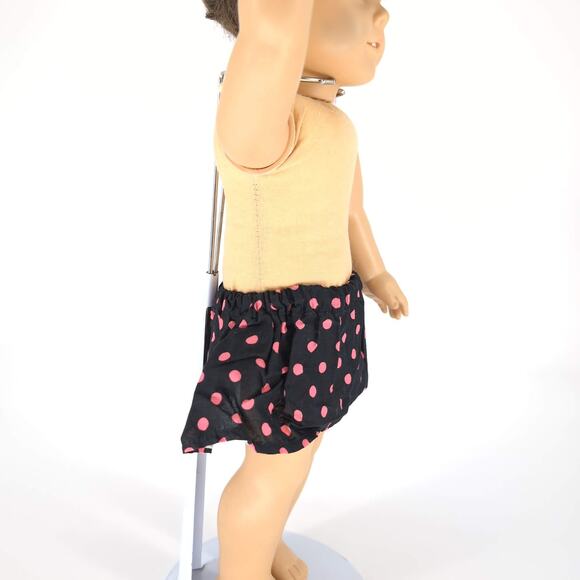 Unbranded Black & Hot Pink Polka Dot Ruffle Mini Pull On Skirt for 18" Dolls GUC - Picture 2 of 9